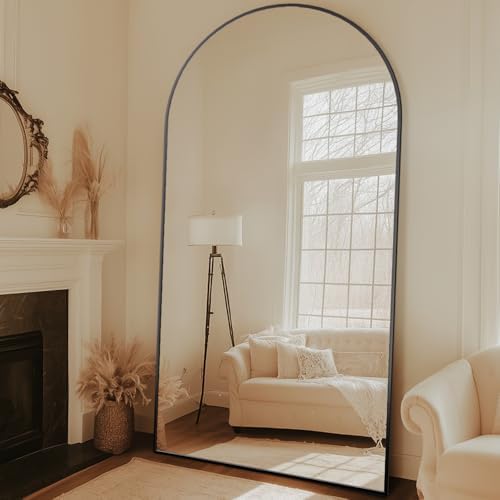 Full Length Mirror, 81"x41" Oversized Arched Mirror Large Standing Mirrors, Tall Mirrors Body Floor Mirror for Bedroom Living Room Aluminum Frame, Black|B0DJSTRPXH