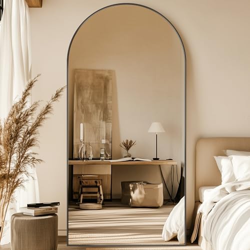 Full Length Mirror, 81"x41" Oversized Arched Mirror Large Standing Mirrors, Tall Mirrors Body Floor Mirror for Bedroom Living Room Aluminum Frame, Black|B0DJSTRPXH