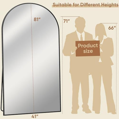 Full Length Mirror, 81"x41" Oversized Arched Mirror Large Standing Mirrors, Tall Mirrors Body Floor Mirror for Bedroom Living Room Aluminum Frame, Black|B0DJSTRPXH