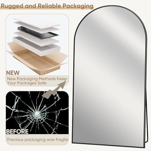 Full Length Mirror, 81"x41" Oversized Arched Mirror Large Standing Mirrors, Tall Mirrors Body Floor Mirror for Bedroom Living Room Aluminum Frame, Black|B0DJSTRPXH