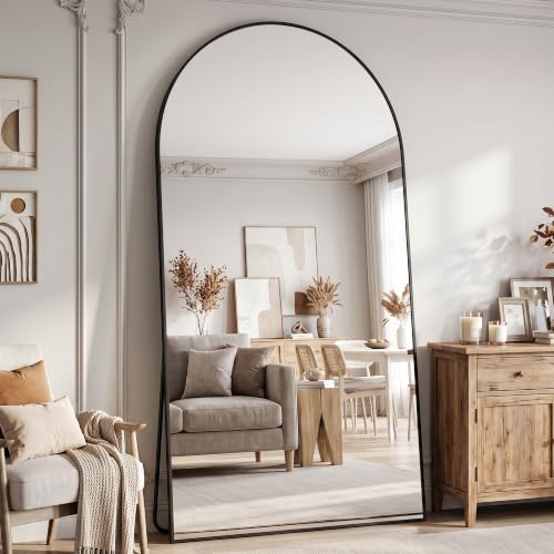 Full Length Mirror, 81"x41" Oversized Arched Mirror Large Standing Mirrors, Tall Mirrors Body Floor Mirror for Bedroom Living Room Aluminum Frame, Black|B0DJSTRPXH