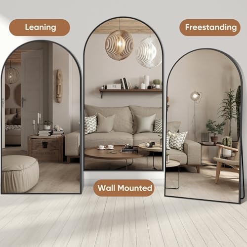 Full Length Mirror, 81"x41" Oversized Arched Mirror Large Standing Mirrors, Tall Mirrors Body Floor Mirror for Bedroom Living Room Aluminum Frame, Black|B0DJSTRPXH