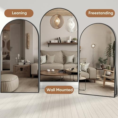 Full Length Mirror, 81"x41" Oversized Arched Mirror Large Standing Mirrors, Tall Mirrors Body Floor Mirror for Bedroom Living Room Aluminum Frame, Black|B0DJSTRPXH
