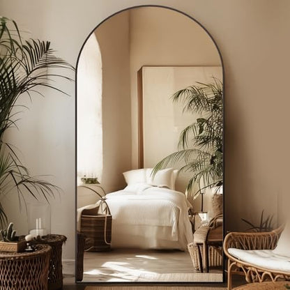 Full Length Mirror, 81"x41" Oversized Arched Mirror Large Standing Mirrors, Tall Mirrors Body Floor Mirror for Bedroom Living Room Aluminum Frame, Black|B0DJSTRPXH