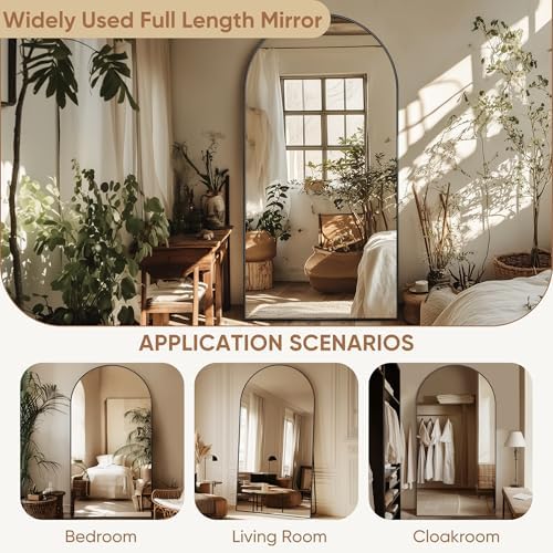 Full Length Mirror, 81"x41" Oversized Arched Mirror Large Standing Mirrors, Tall Mirrors Body Floor Mirror for Bedroom Living Room Aluminum Frame, Black|B0DJSTRPXH