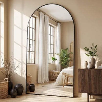 Full Length Mirror, 81"x41" Oversized Arched Mirror Large Standing Mirrors, Tall Mirrors Body Floor Mirror for Bedroom Living Room Aluminum Frame, Black|B0DJSTRPXH
