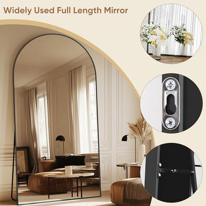 Full Length Mirror, 81"x41" Oversized Arched Mirror Large Standing Mirrors, Tall Mirrors Body Floor Mirror for Bedroom Living Room Aluminum Frame, Black|B0DJSTRPXH